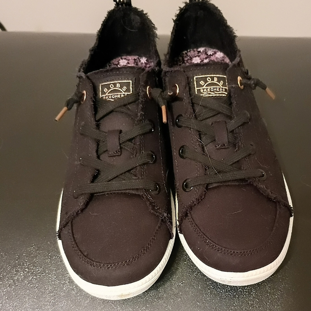 Skechers Black Canvas Casual Lace-Up Sneakers